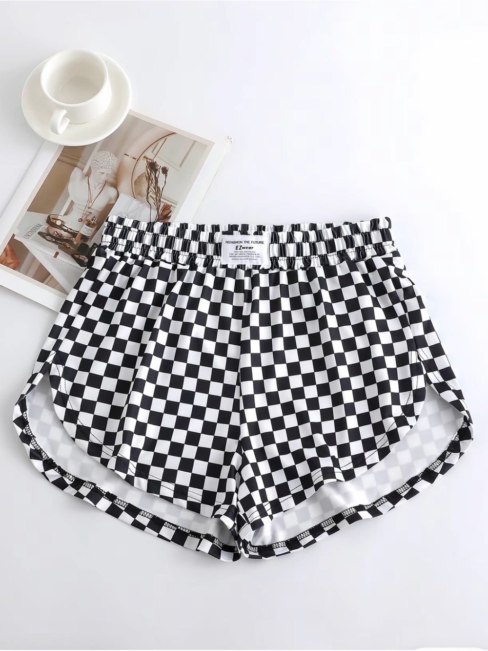 Women’s Checkered High Waist Casual Shorts